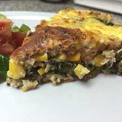 Una foto de Tarta de espinaca, choclo y atún
