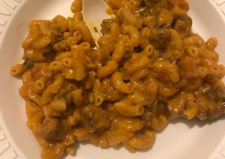 Steps to Prepare Super Quick Homemade Bacon cheeseburger macaroni