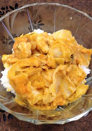 Hình của món Cà ri tôm nấu bí đỏ.