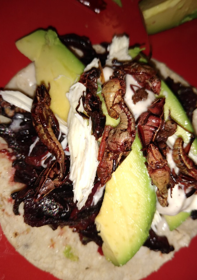 Una foto de Taco de jamaica con chapulines
