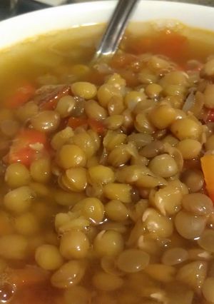 A picture of lentils soup.