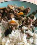 Salteado de carne molida con arroz