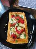 Taleggio, vegetable and almond tart