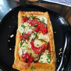 A picture of Taleggio, vegetable and almond tart.