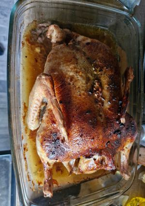 A picture of Mango Curry Roasted Duck in honey glaze.