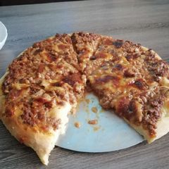 Homemade pizza A picture of Homemade pizza.