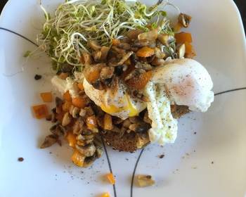 Easy Making Recipe Poached eggs with veggies and shoots Delicious and Healthy