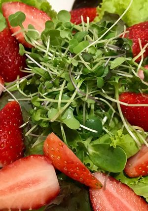 A picture of Micro green strawberry salad.
