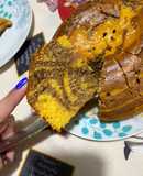 Queque o bizcocho mármol de naranja, zanahoria y chocolate muy esponjoso 🍊🥕🍫