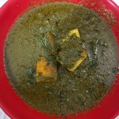 Spinach with paneer A picture of Spinach with paneer.