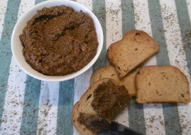 Homemade greek olive & red paprika spread