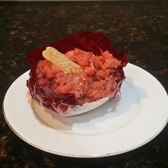 A picture of Brad's ahi tuna tartare.