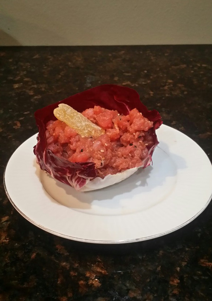 A picture of Brad's ahi tuna tartare.