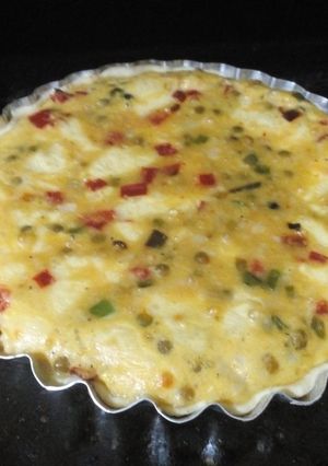 Una foto de Relleno 1 para tarta sin tapa (de choclo y arvejas)