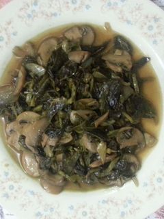 Foto resep Tumis daun ginseng cah jamur