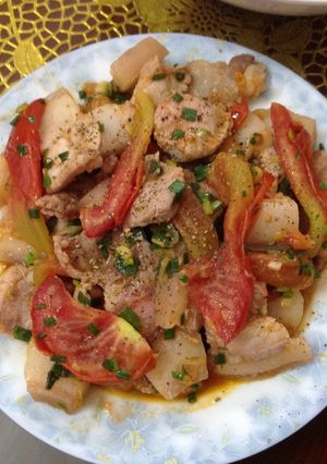 Hình của món Thịt lợn xào cà chua.