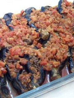 A picture of Cheikh IL Mehchi- baked Stuffed Eggplants with minced meat.