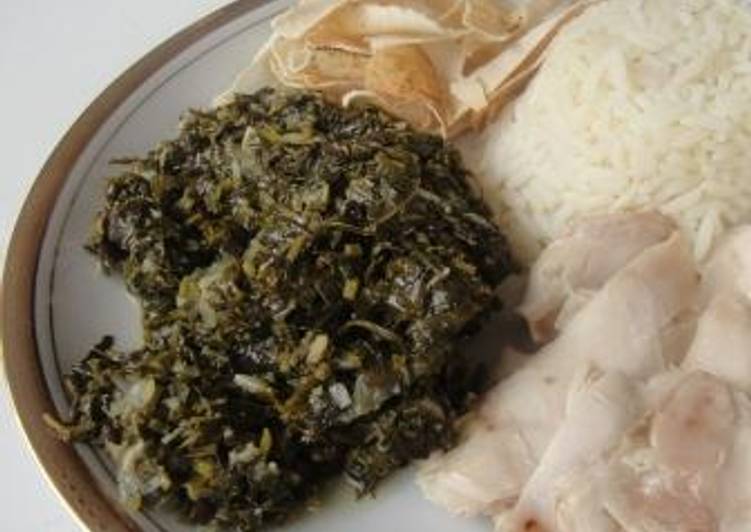 Mloukhieyh with Meat and Chicken (Jews Mallow)