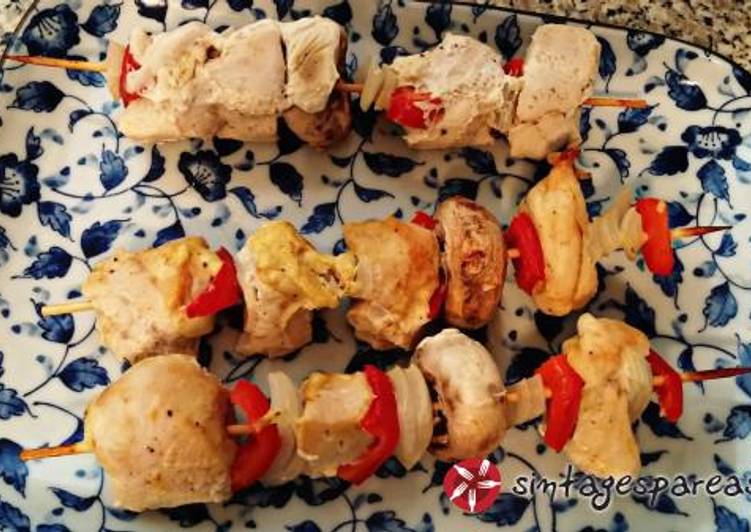 Steps to Prepare Perfect Marinated chicken souvlaki in the oven