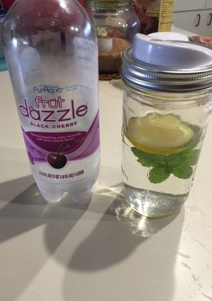 A picture of Infused Water (Cucumber, Lemon and Mint Leaves).