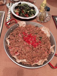 A picture of Wheat Berries and Ham.
