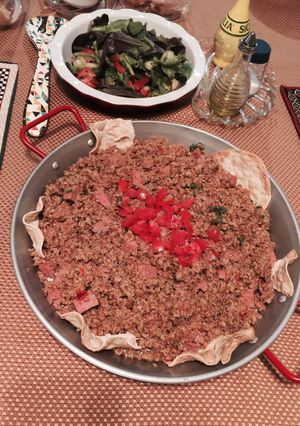 A picture of Wheat Berries and Ham.