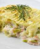 Pastel de salmón y puerro