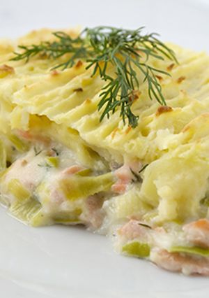 Una foto de Pastel de salmón y puerro