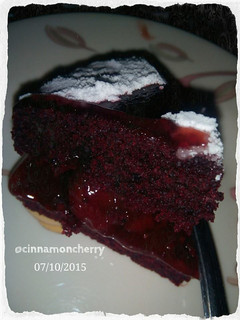 A picture of Red Velvet Cake (no eggs, butter, milk).