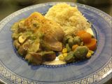 Filetes de pavo rellenos en salsa de portobellos