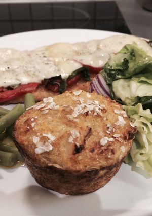 Una foto de Menu light: Milanesa de pavo y muffin de quinoa