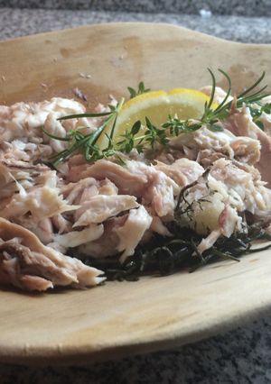 Una foto de Corvina negra a la sal