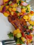 Grilled peach salsa turkey cutlets