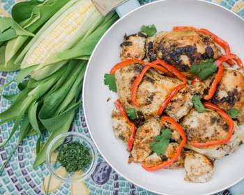 Latest Recipe Skillet Chicken with Chopped Garlic Peppers and Scallions Delicious Perfect