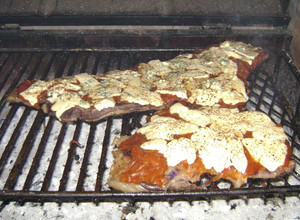 Una foto de Matambre a la pizza en la parrilla 
