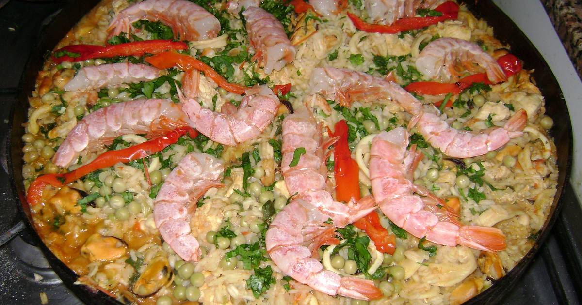 Paella en sartén eléctrico Receta de kanacho- Cookpad