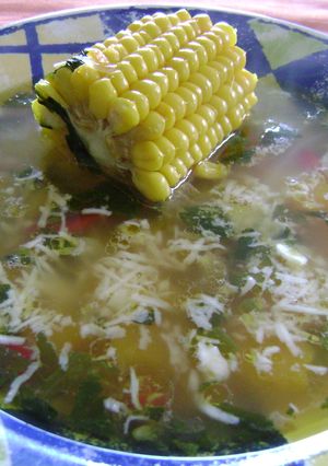 Una foto de Sopa de verduras en caldo de pollo