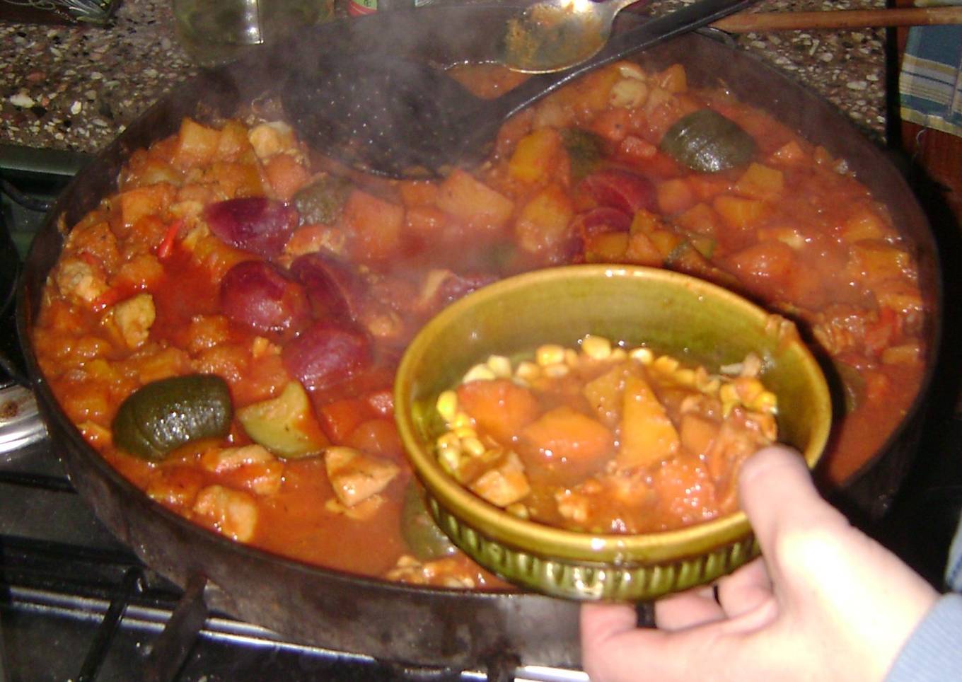 Cazuela de pollo y verduras al disco de arado