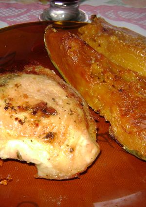 Una foto de Pollo al horno con zapallo criollo