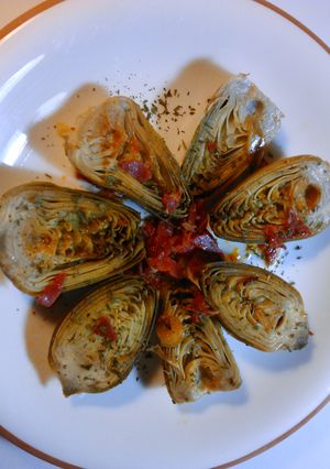 Una foto de Alcachofas con jamón
