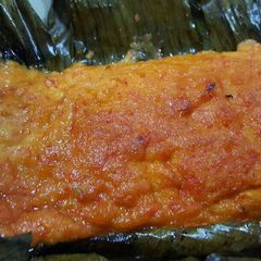 A picture of Baked seabass with asian sauce.
