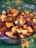 Salade de fruits du jardin au melon et raisins