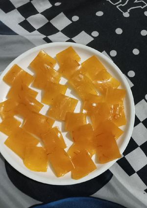 A picture of Kids favourite Mango custard Burfi.