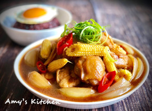 洋蔥燒雞 /雞腿排不醃直接醬燒 的食譜成品照片