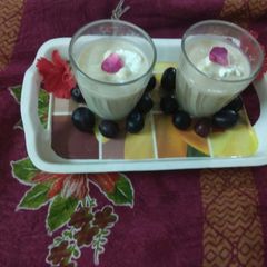 A picture of Khajur shake with ice cream.