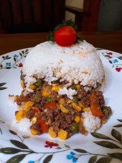 Foto resep Nasi Tim daging giling