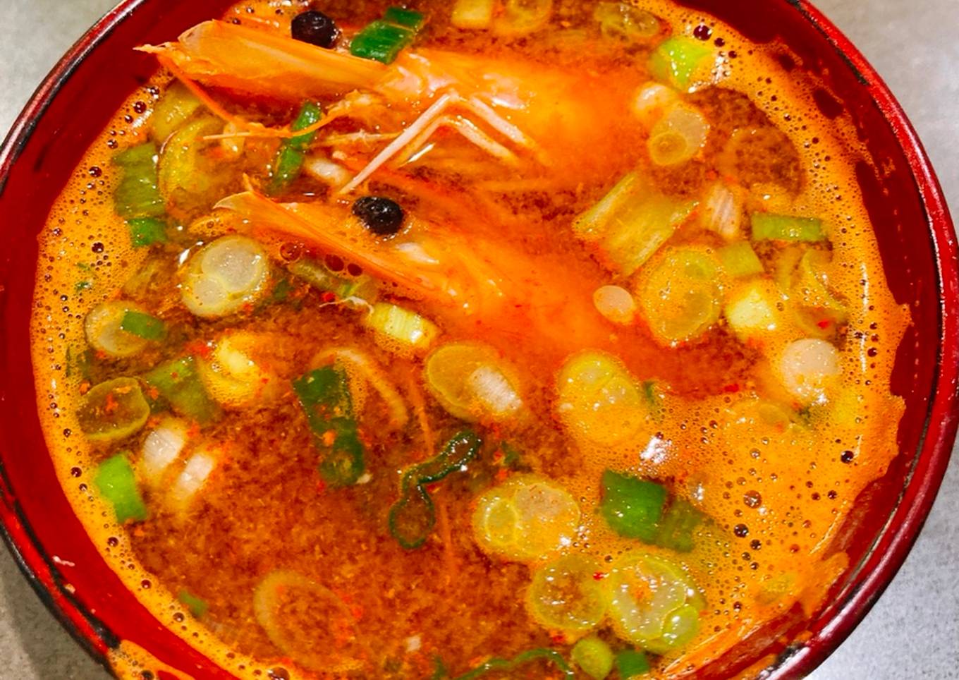 King prawn red miso soup