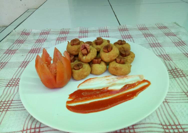 Jamur kancing tahu sosis