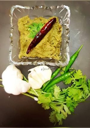 A picture of Raw Green Banana Peel Chutney.