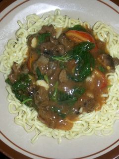 Foto resep Mie Siram Saos Daging Sate